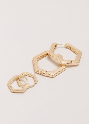 Phase Eight Gold Hexagon Hoop Set Jewellery Gold Canada | ZOMIBY-802